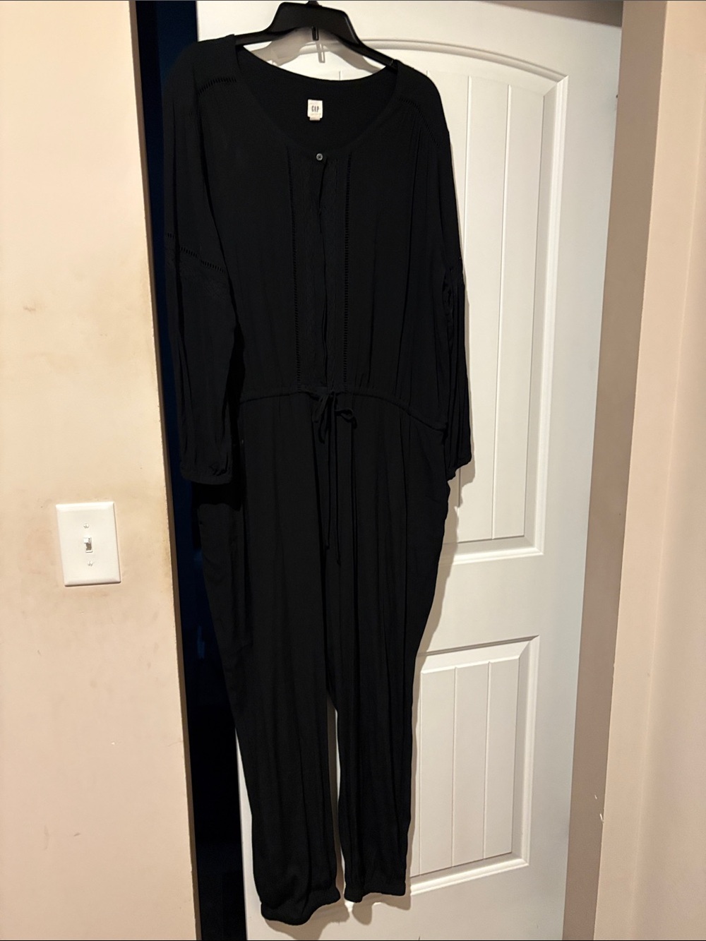 GAP Black Long Sleeve Drawstring Jumpsuit